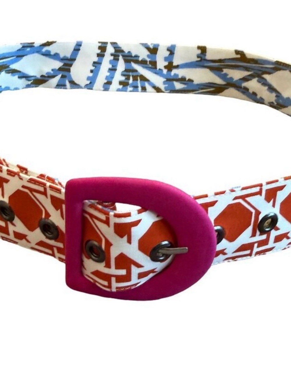 Diane Von Furstenberg Pink Buckle Orange & White Geometric Belt